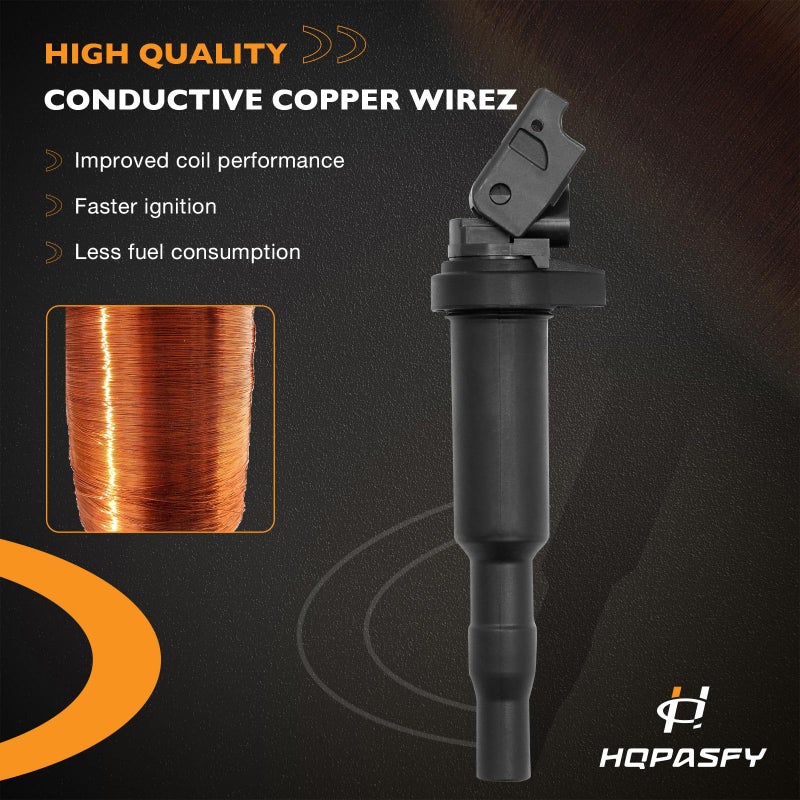 HQPASFY مجموعة ملفات الإشعال HQPASFY مكونة من 6 قطع متوافقة مع BMW 325i 335i 525i 550i 650i M3 M5 X5 X6 والمزيد من الاستبدالات # 0221504470، 12137562744، 221504470، 12137594937، 12138657273 - Image 4